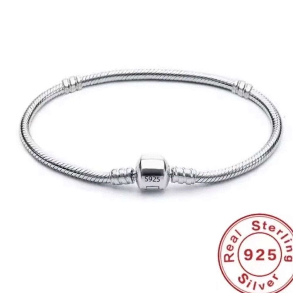 Sterling Silver 925 Snake Chain Charm Bracelet